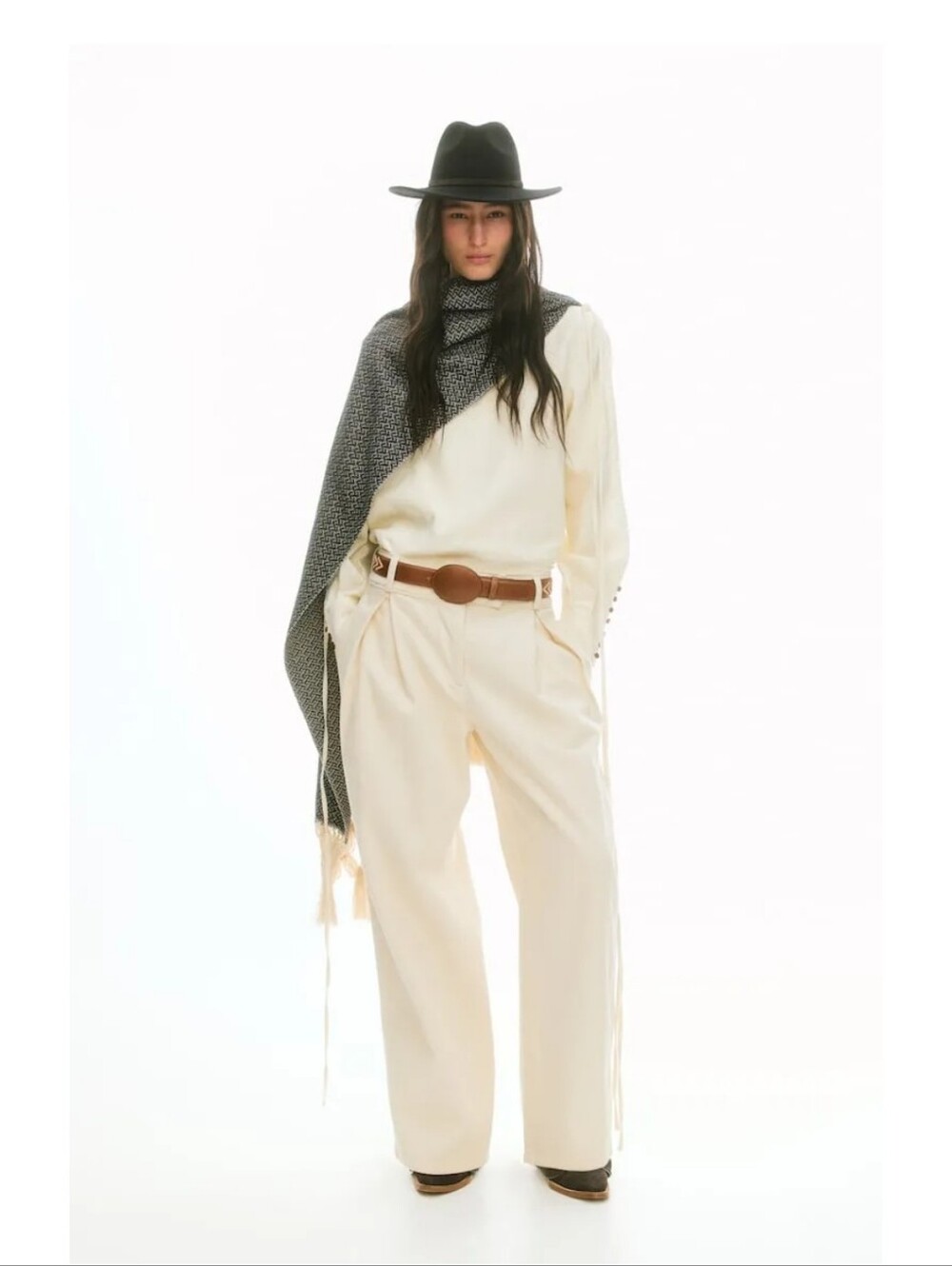 LORENA SARAVIA H&M Pleat-Front Twill Pants size 8